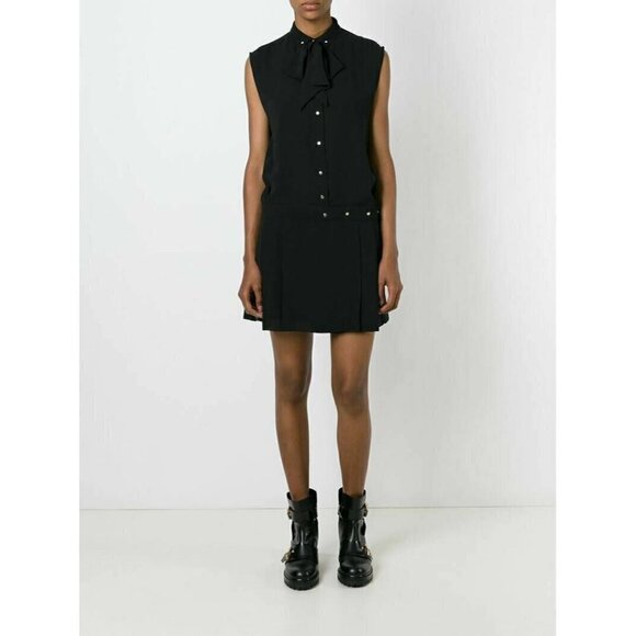 DIESEL Women's Black Chiffon D-Nedora-A Pleated Button Shift Dress $248 size XS - Picture 9 of 15